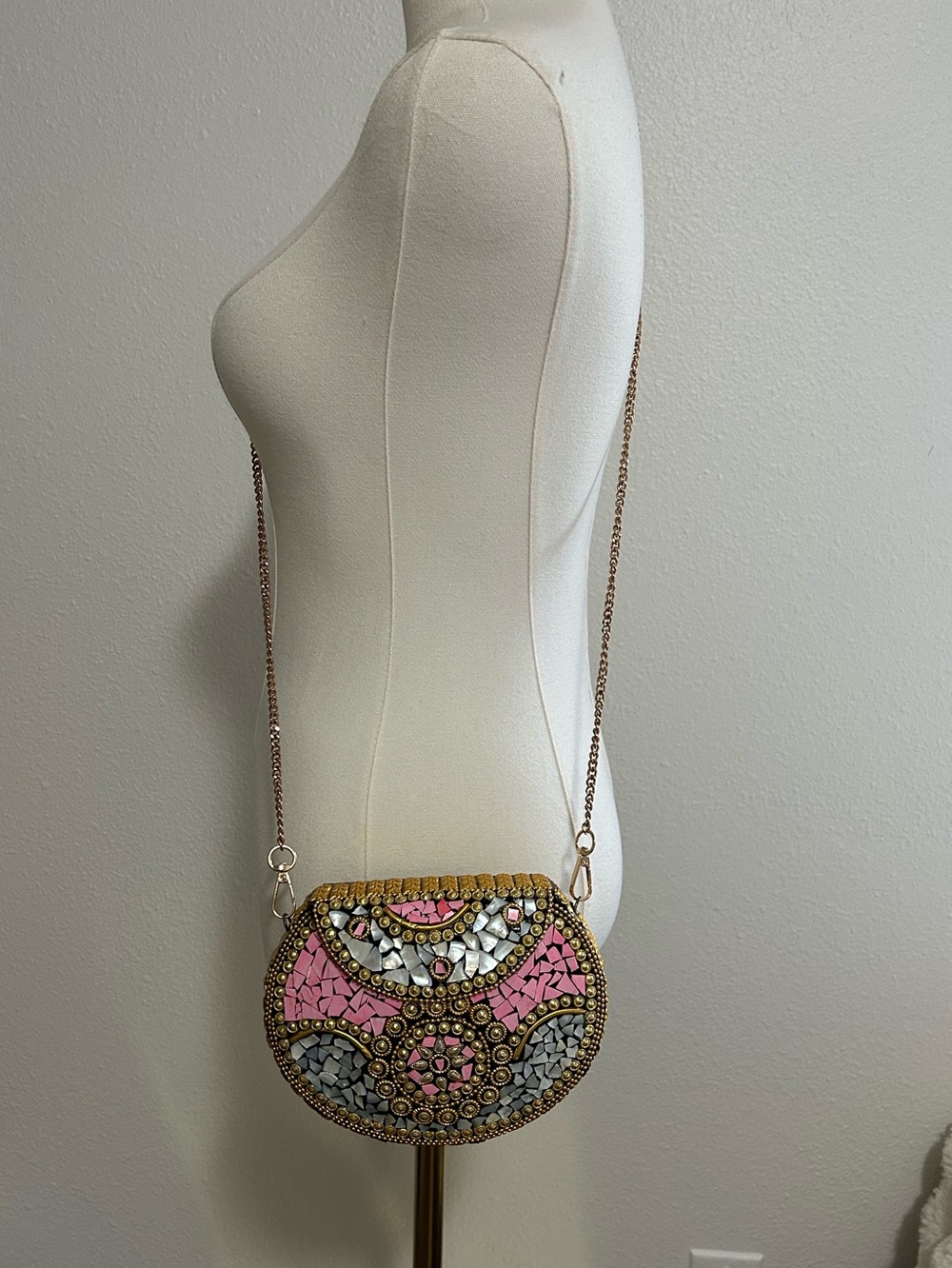 Ramla Beverly Hills Pink and Gold Clutch